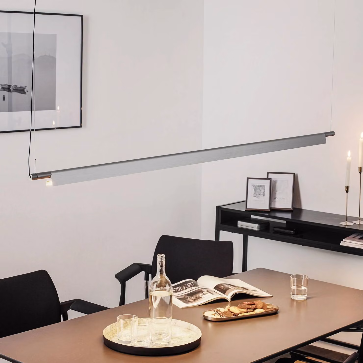 Luceplan Compendium - sospensione LED, alluminio, dimmerabile, Alluminio / Grigio / Zincato, Soggiorno / Sala da pranzo, Alluminio, Design