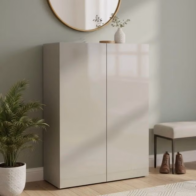 Scarpiera Liberata, Mobile portascarpe, Armadio da ingresso multiuso, Mobiletto per calzature, Made in Italy, 80x34h115 cm, Grigio