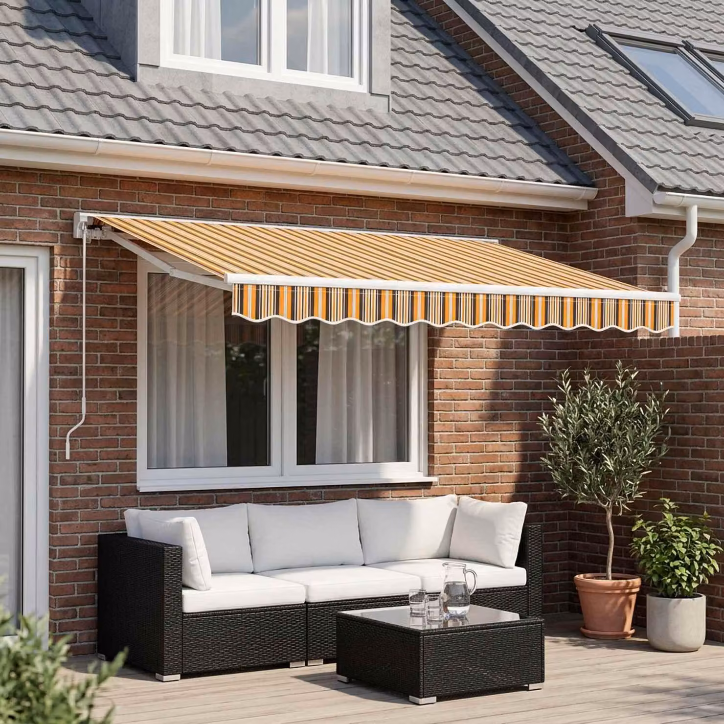 Maison Exclusive - Telo di ricambio per tenda da sole, dimensioni 2,5x2 metri, a righe arancioni e nere