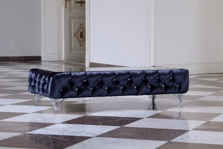 Designer Couchtisch Glastisch Tisch Chesterfield Leder Design Luxus Tische Sofa