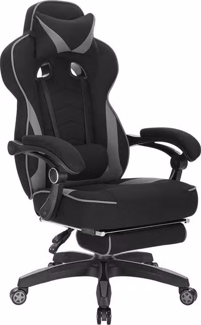 Sedia Ergonomica per Ufficio, Sedia da Gioco - Per Bambini e Adulti - Materiale: Tessuto - Colori: Nero/Grigio - Dimensioni: 70x70x125 cm