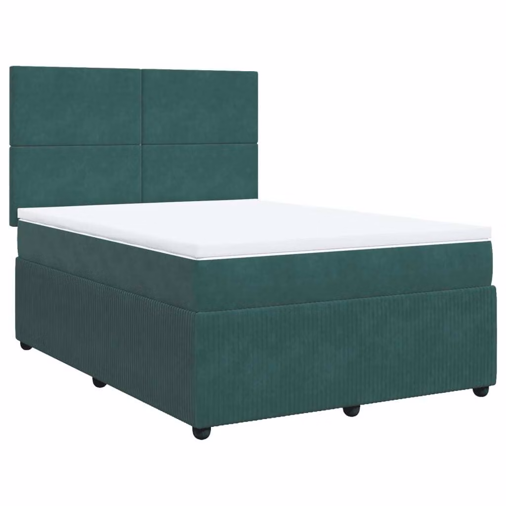 Giroletto a Molle con Materasso Verde Scuro 160x200 cm Velluto