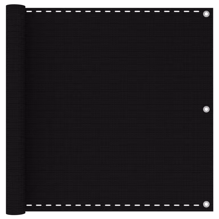 Schermo per balcone nero, Living Store, 90x500 cm, realizzato in HDPE