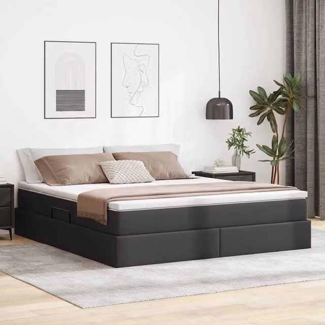 Letto con contenitore e materasso ibrido vidaXL Nero L: 180 cm, P: 200 cm, H: 204 cm