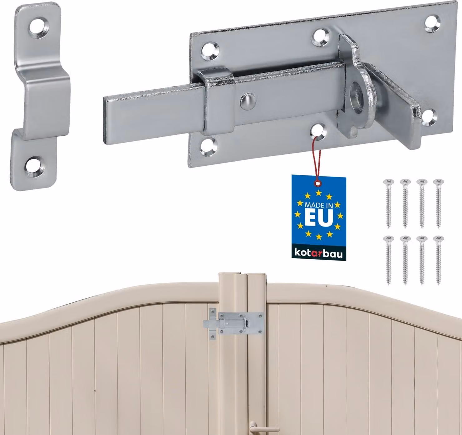 KOTARBAU® Catenaccio universale in acciaio Catenaccio 50 x 100 mm dritto per porte e cancelli Catenaccio per cancelli da giardino Catenaccio per cancelli da giardino Scrocco per porte Catenaccio scorrevole Bloccabile Resistente alle intemperie