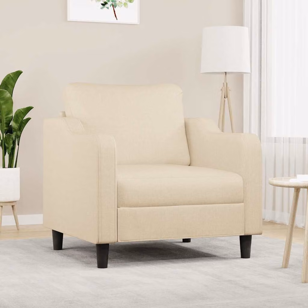 Poltrona moderna vidaXL in tessuto beige con struttura in metallo e braccioli