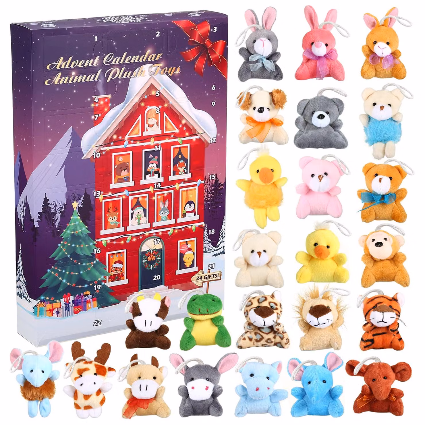 Calendario dell'Avvento 2024, con 24 peluche e portachiavi, ideale per bambini, perfetto come decorazione natalizia