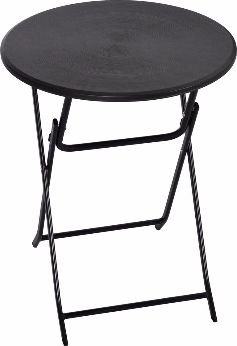 Fortuna Lai Tavolo pieghevole rotondo Ø60 cm Tavolo da giardino con effetto legno decorativo per balcone terrazza grigio scuro