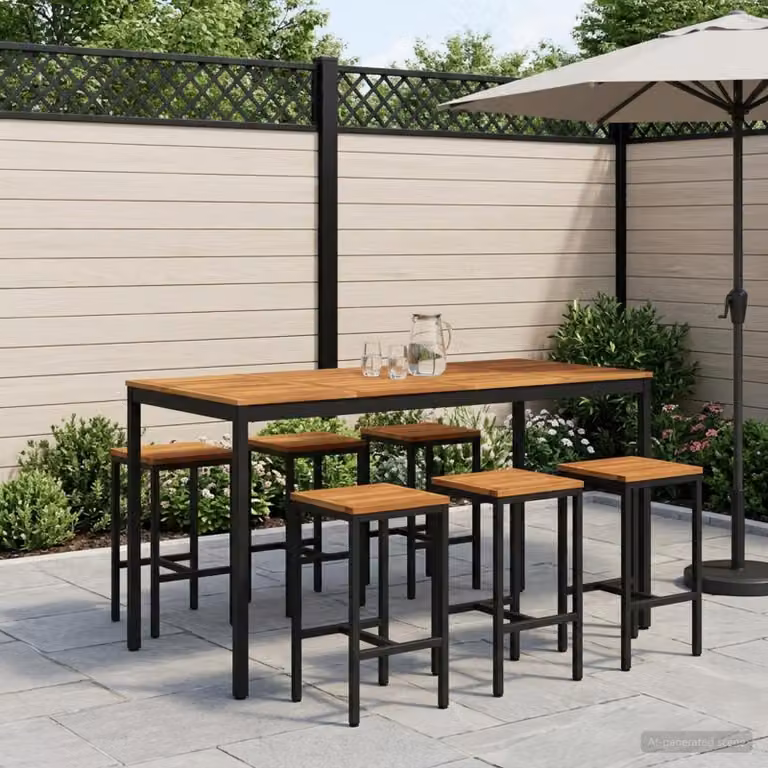 vidaXL Tavolo da Bar da Giardino NAARDEN in Legno di Acacia Bianco, Nero e Marrone L/P/H: 88,5 x 60 x 105 cm