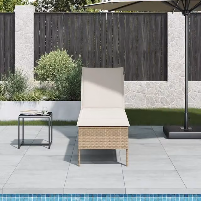 Lettino Prendisole con Cuscini Beige 55x200x44 cm in Polyrattan 4104104