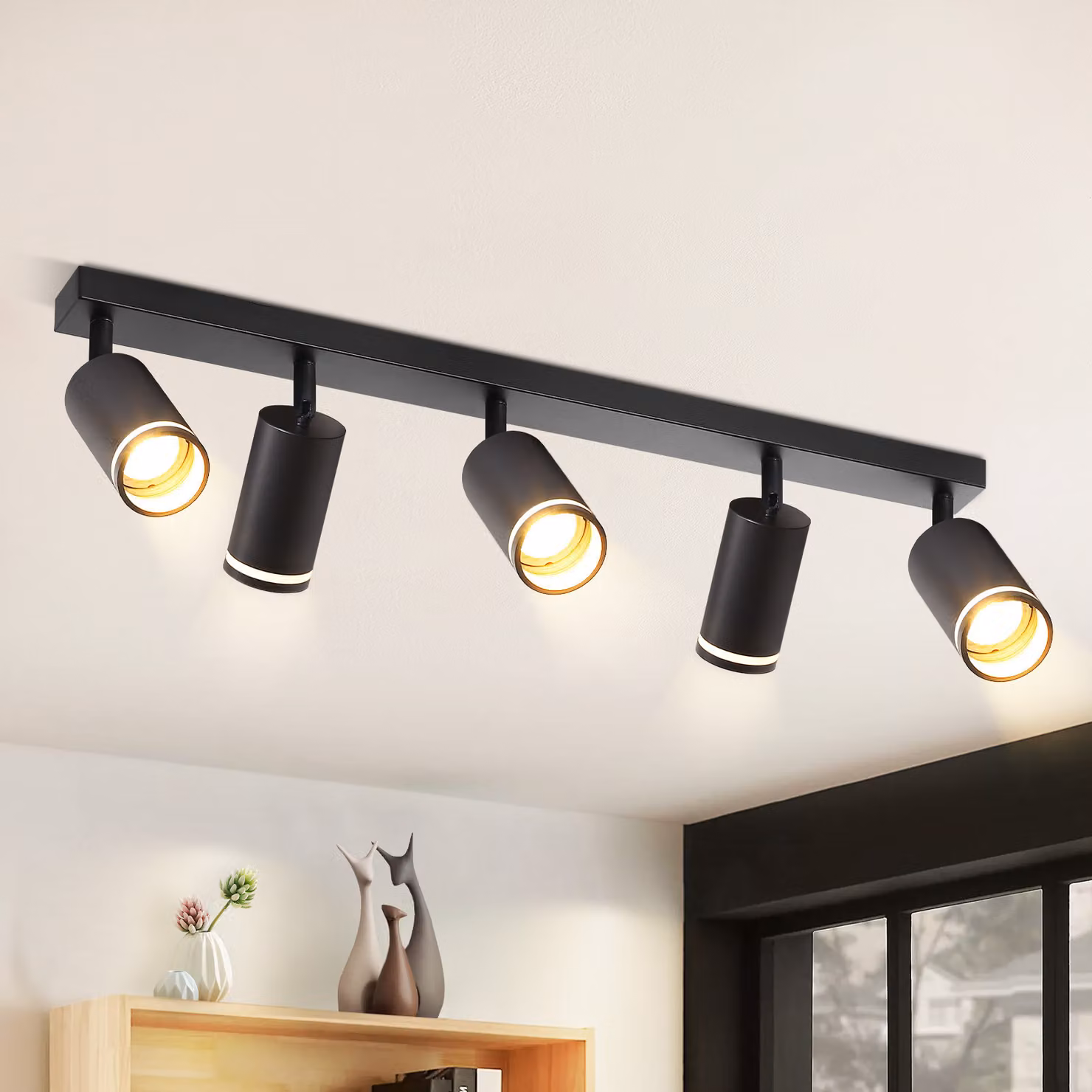 ZMH LED plafoniera 5 fiamme GU10 nero illuminazione plafoniera industriale vintage faretti orientabili per corridoio sala da pranzo senza lampadine