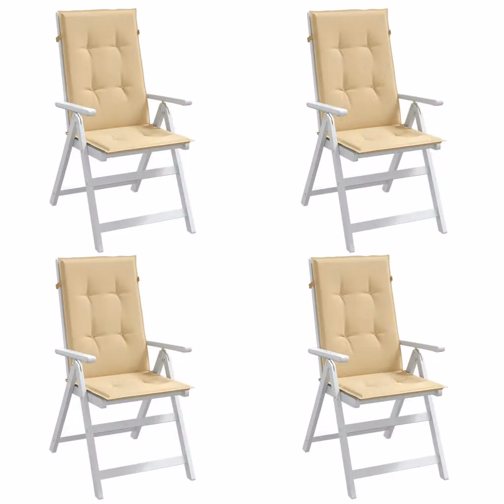 Set di 4 cuscini per sedia con schienale alto vidaXL in tessuto beige mélange, L 120 cm x P 50 cm x H 4 cm