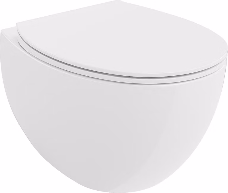 Mexen Egg WC Rimless con sedile slim a chiusura rallentata, duroplast, bianco lucido - 30245000