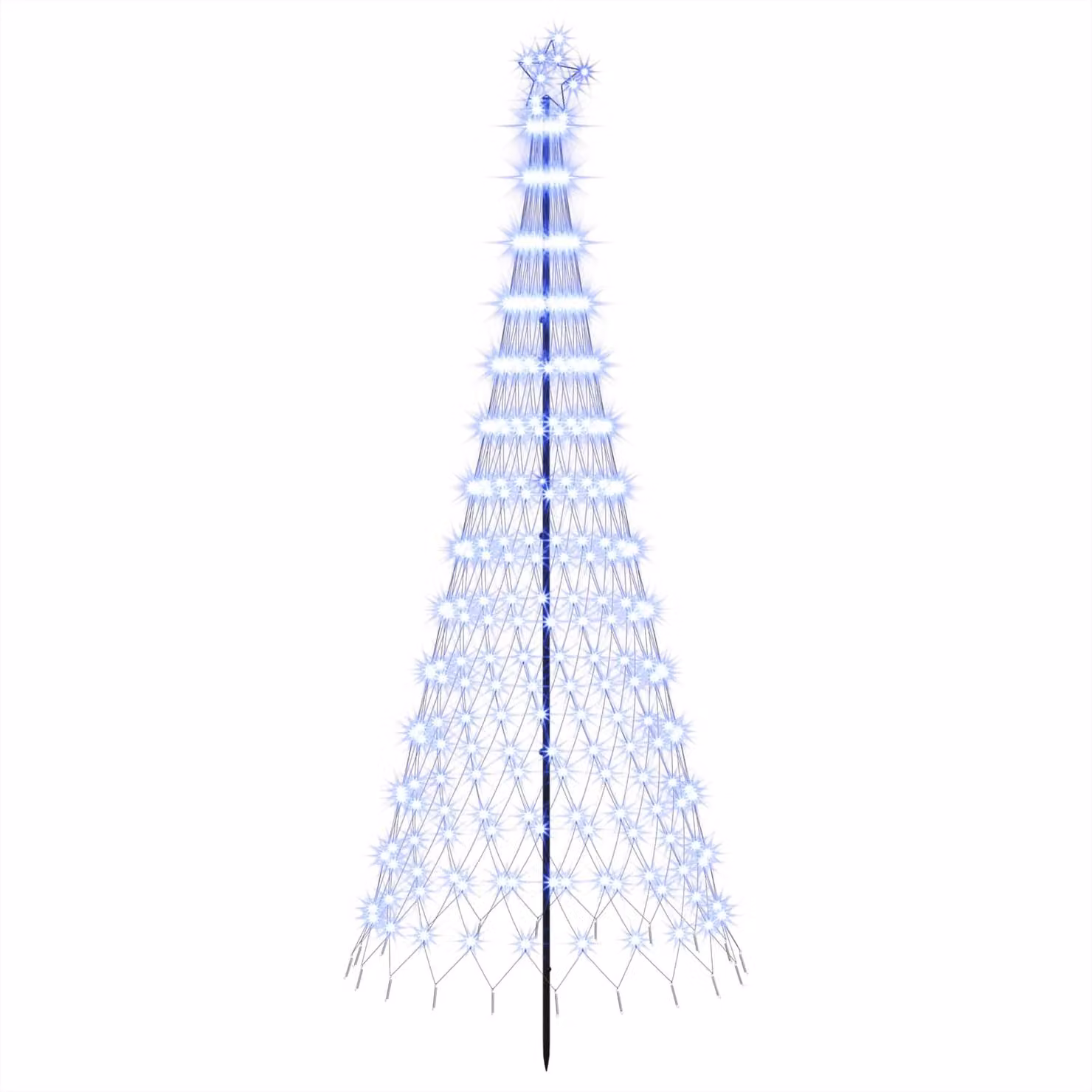 Albero di Natale a LED, 250 cm, 290 LED, colore blu, struttura in ferro, colore nero