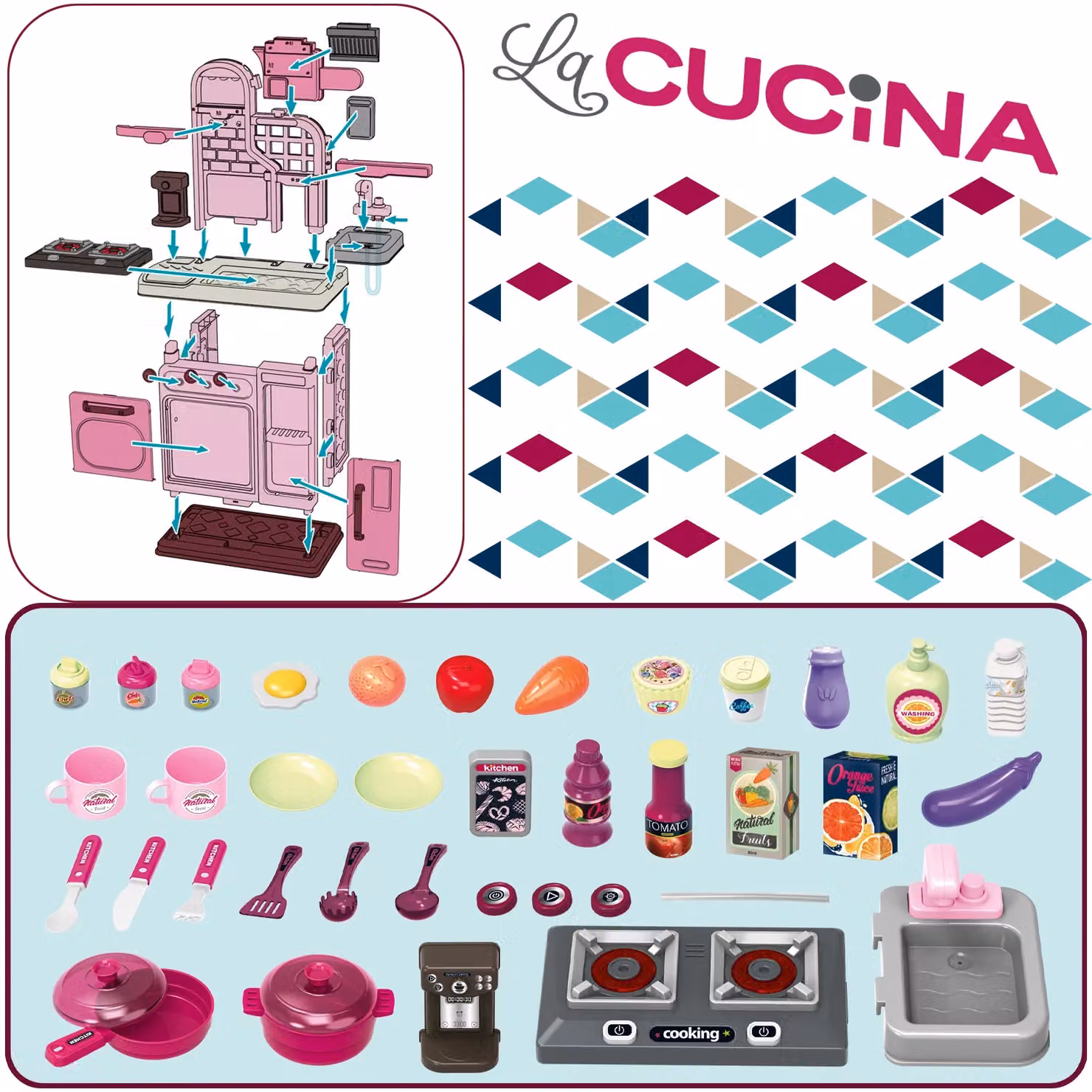 Set da cucina giocattolo Primo Chef di TU GIOCHI con 53 pezzi per bambini dai 3 anni in su – 2