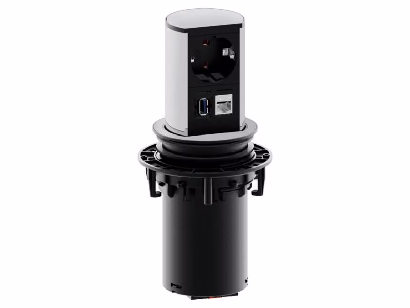 Bachmann ELEVATOR - Anschlussdose, Unterputz - RJ-45, Strom, USB3.0 Type A - Mattes Chrom (928.005)