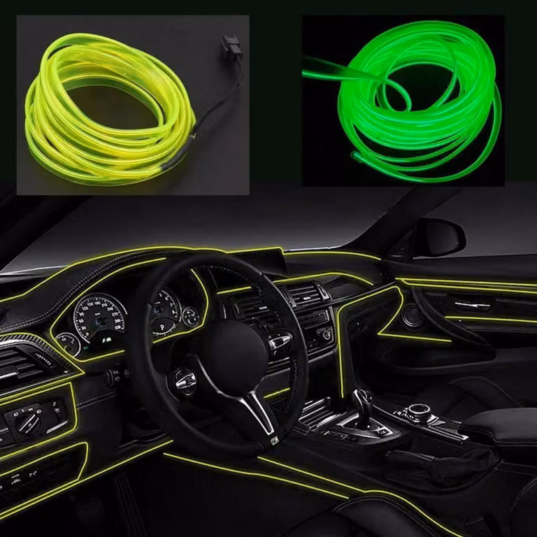 Striscia luminosa a elettroluminescenza, 3 metri, colore verde brillante, ideale per la decorazione degli interni dell'auto