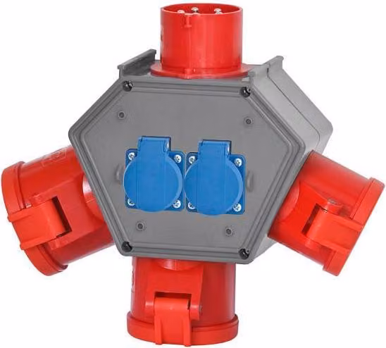 Distributore di corrente POLYBOX, spina 32A/5P, prese 3x32A/5P, 2x230V F3.0615