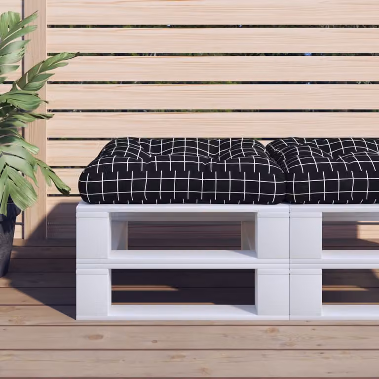 vidaXL Cuscino per Pallet Quadrato Nero e Multicolore in Poliestere L/P/H: 60 x 60 x 12 cm