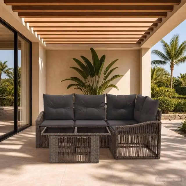 Set Divano da Giardino 5 pz Grigio e Grigio Scuro polyrattan 3437246