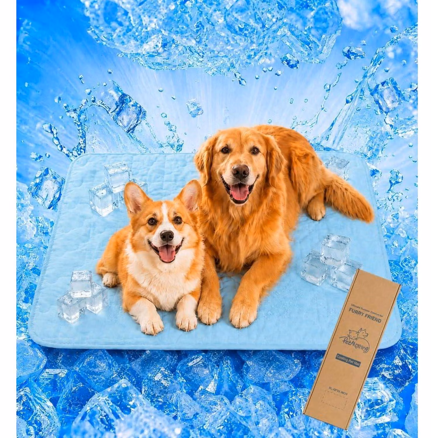 Tappetino refrigerante per cani, autorigenerante, lavabile, colore blu, dimensioni 107x71 cm