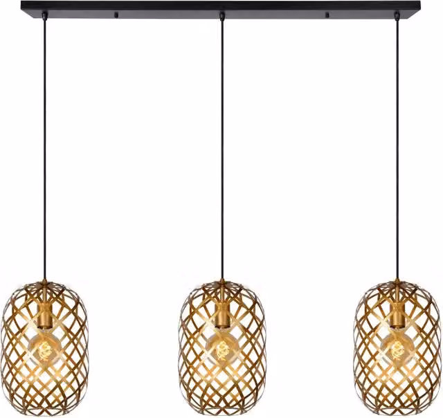 Lampada sospensione industriale oro Wolfram 3xE27 Lucide