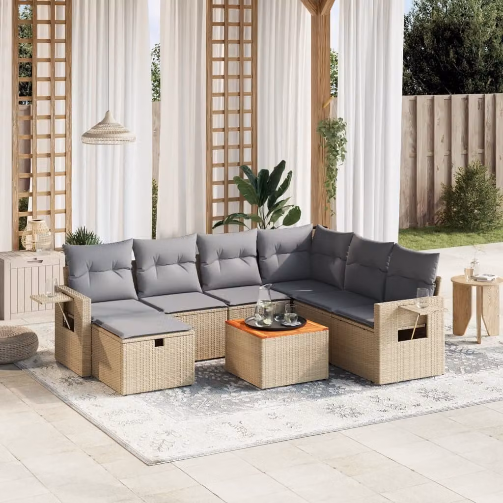 Maison Exclusive - Set Divano da Giardino 8 pz con Cuscini Beige Misto Polyrattan