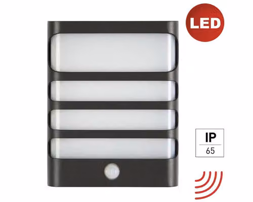 Lampada da parete LED per esterni E2 Vega IP65 7,5 W 1100 lm 4000 K antracite con sensore di movimento