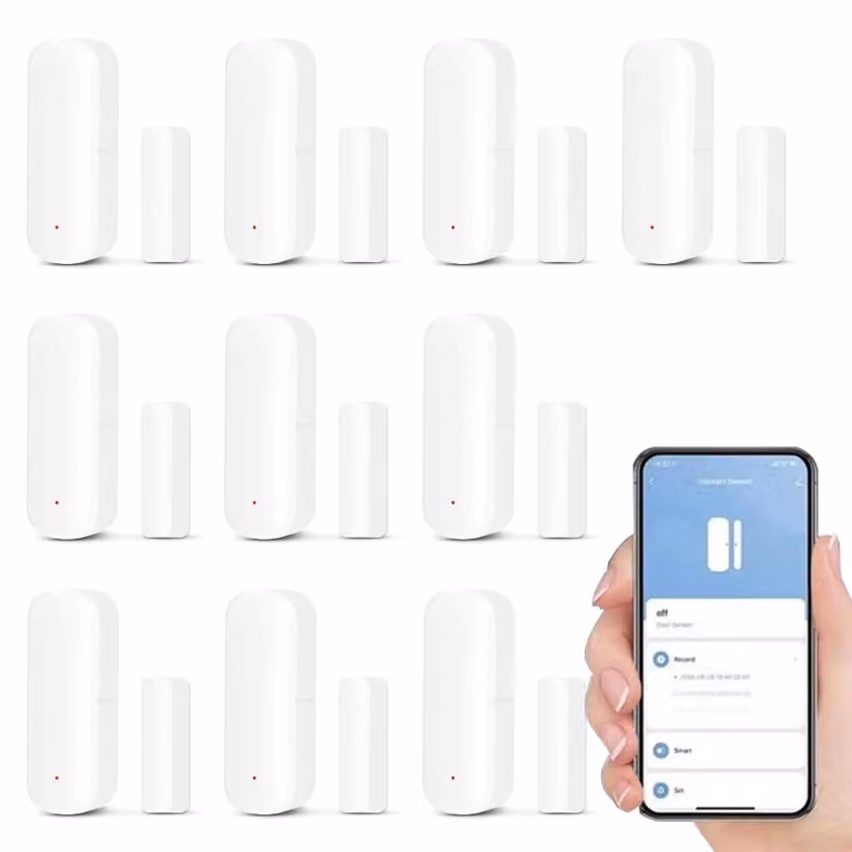 Sistema di allarme wireless per sicurezza e domotica, sensore intelligente Wi-Fi per porte e finestre (10 pezzi)