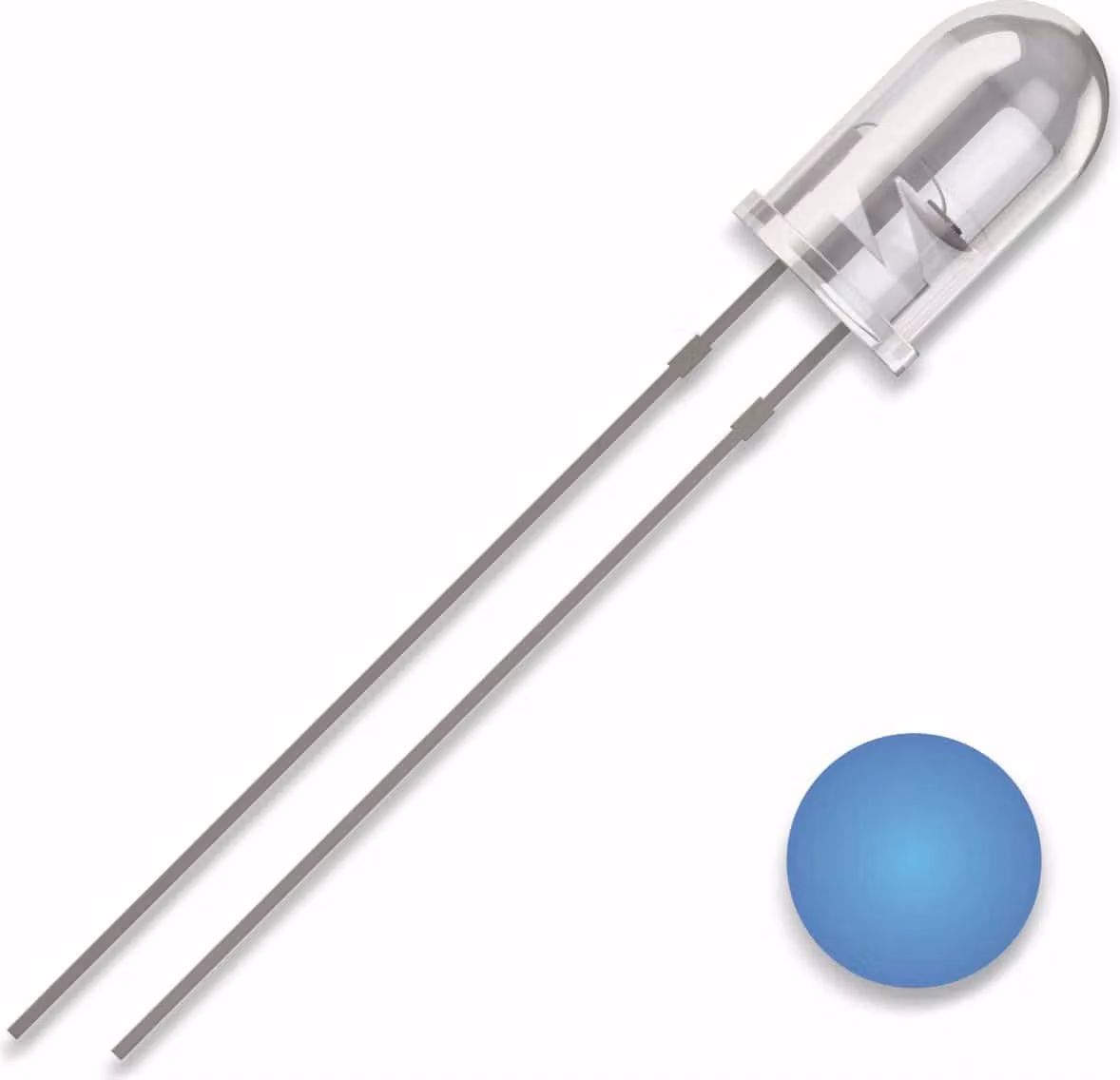 QUADRIOS LED, 5 mm, colore luce: blu, colore alloggiamento: chiaro, 2500 mcd, 460 nm, 2,54 mm