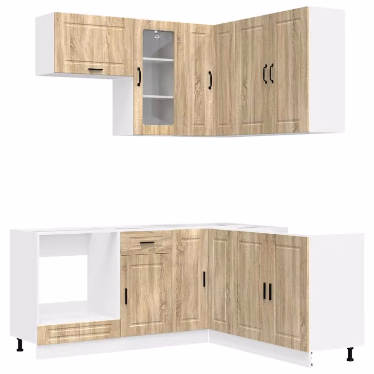 Set di cucina PORTO, 8 pezzi, impiallacciato in rovere Sonoma, legno ingegnerizzato