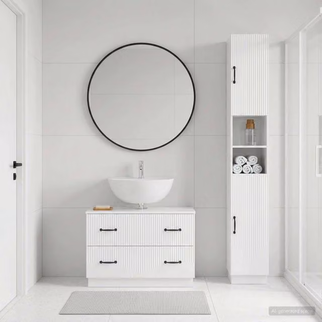 Set di Armadi da Bagno da 2 Pezzi HOORN Bianco Lucido 3417553