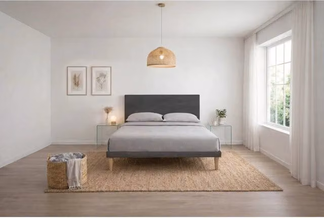 Letto imbottito Letto Matrimoniale alla Francese 140x200 cm Flat - Con rete,Microfibra,Grigio