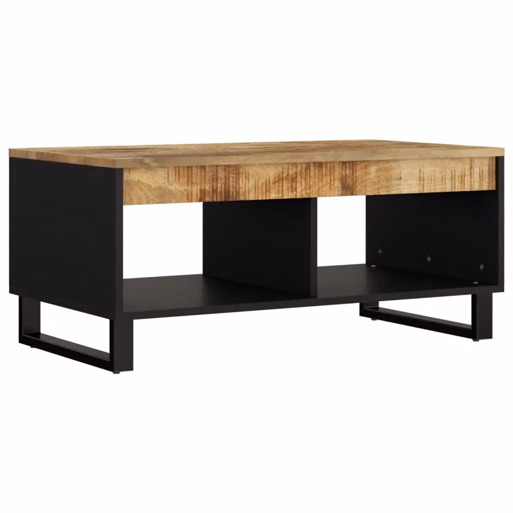 Tavolino da salotto rettangolare vidaXL in legno di mango e metallo marrone L/P/H: 90 x 50 x 40 cm – 2