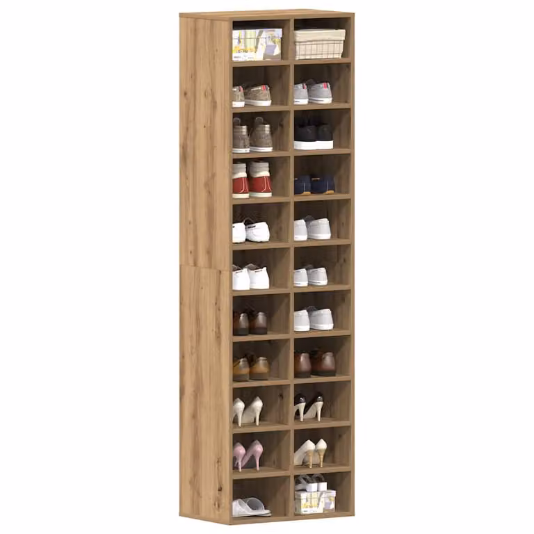 Scarpiera moderna vidaXL in legno rovere marrone con ante a battente e ripiani, L/P/H: 54 x 34 x 183 cm