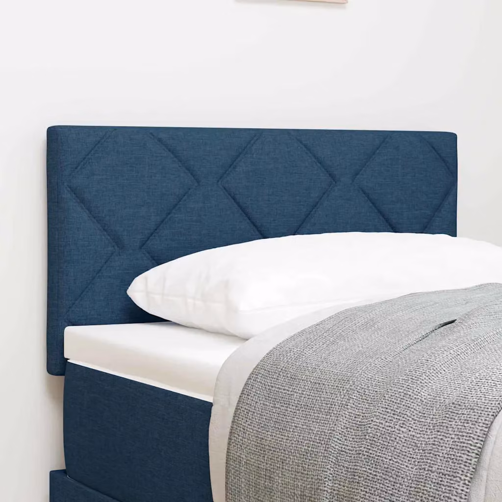 Testiera per letto moderna vidaXL in tessuto blu con struttura in legno e pannello imbottito geometrico