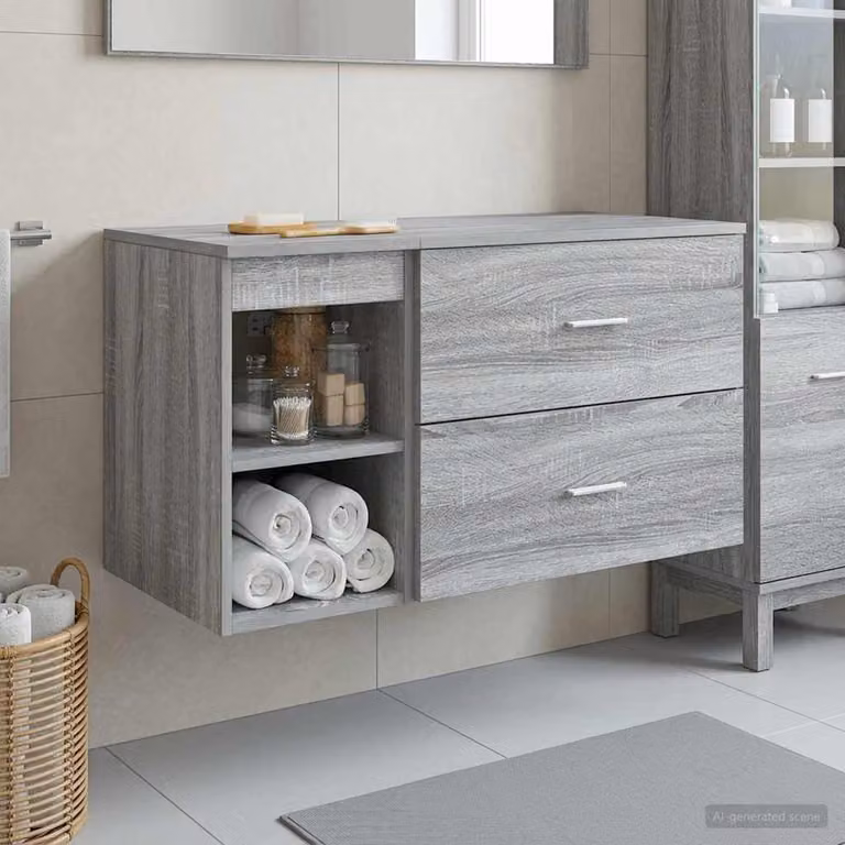 Set di mobili per il bagno moderno vidaXL composto da mobile lavabo e pensile a parete, colore grigio opaco