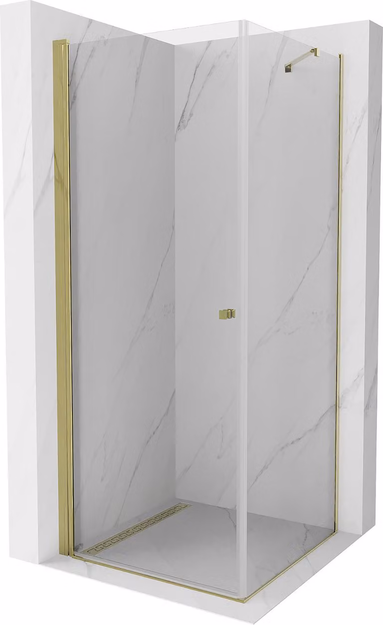 Mexen Pretoria cabina doccia battente 80 x 80 cm, trasparente, dorata - 852-080-080-50-00