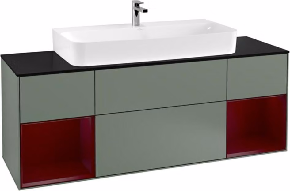 V&B mobile lavabo Finion 160 cm, Laccato opaco oliva, Reg Peo m Lac