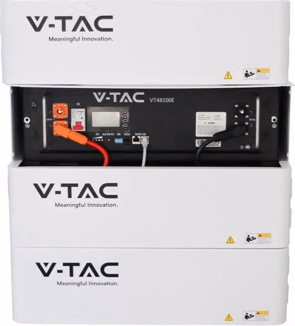 Kit Batteria di Accumulo V-TAC LiFePO4 da 5.12kWh 51.2V 100Ah con BMS Integrato e Modulo Armadio Rack Bianco per Inverter Fotovoltaici CEI 0-21 – 1