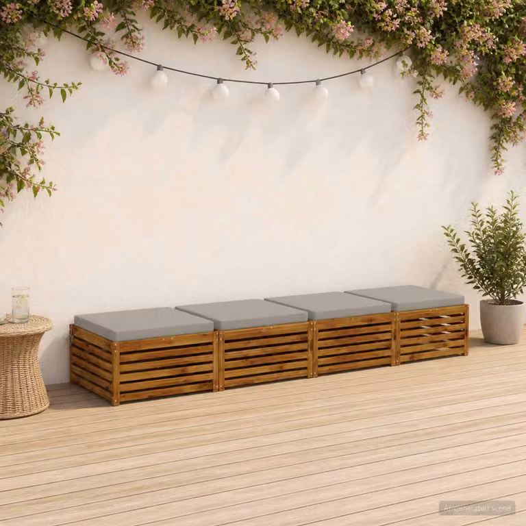 Set di 4 cuscini per sedia vidaXL in poliestere grigio con fodera rimovibile e resistenza UV
