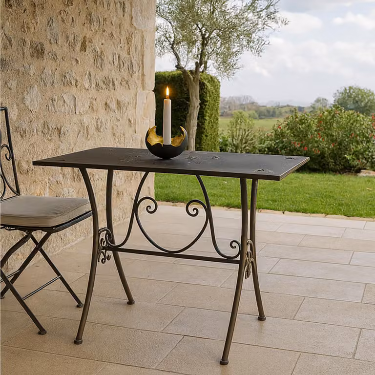 Tavolo da giardino in metallo effetto ruggine Rettangolare decorativo Vintage