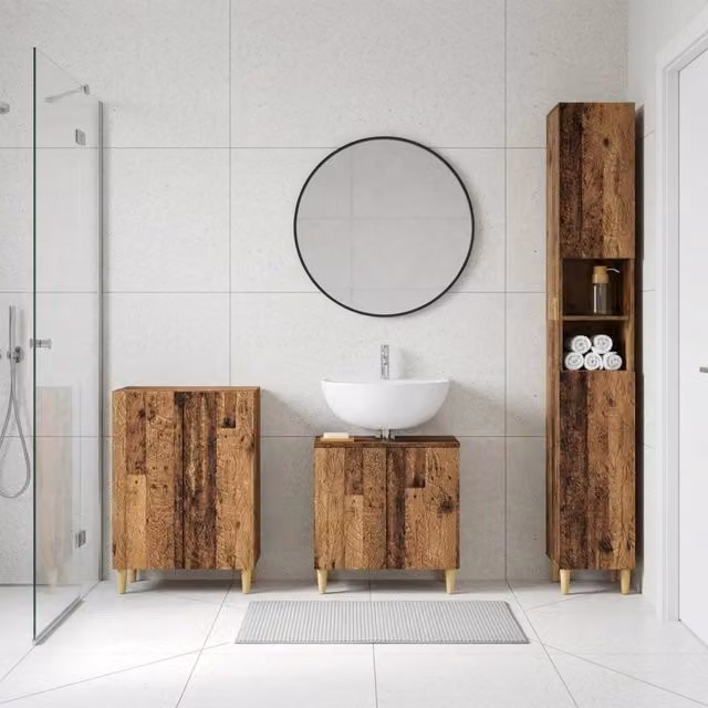 Set di armadietti da bagno in 3 pezzi DELFT Legno antico 3417466