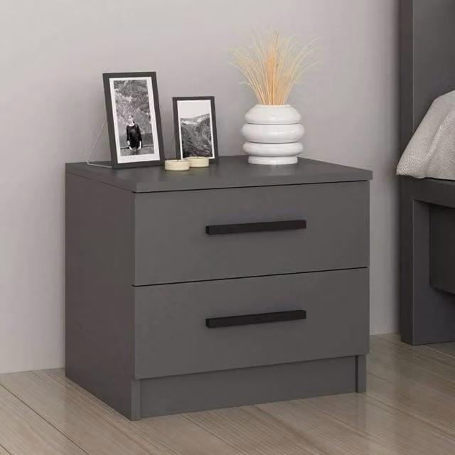 Comodino DMORA Moderno in Legno Nero Antracite Opaco L: 50 cm, P: 47 cm, H: 40 cm – 1
