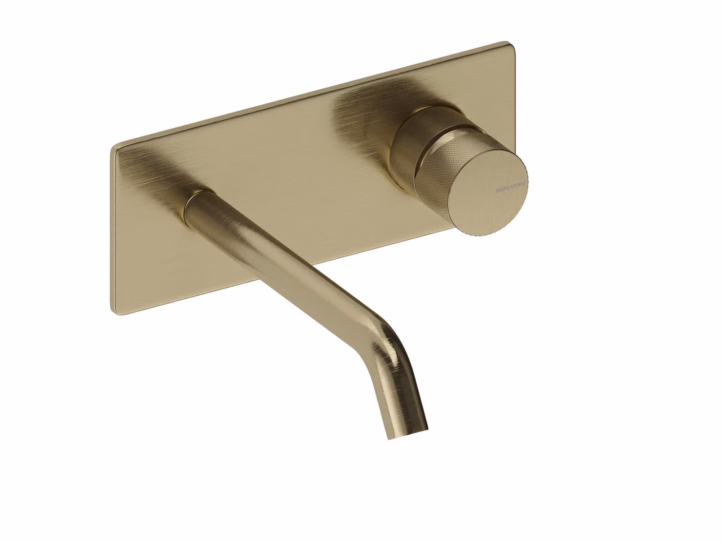 SANYCCES LOOP K ColdOpen Rubinetto lavabo da incasso a parete con sporgenza di 18 cm, oro spazzolato