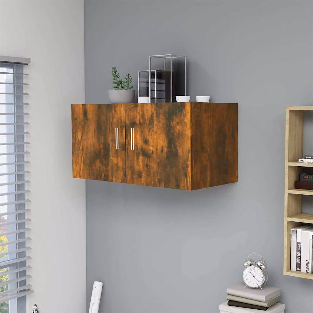 Armadietto da parete moderno vidaXL in legno Rovere Fumo, L 80 cm x P 39 cm x H 40 cm