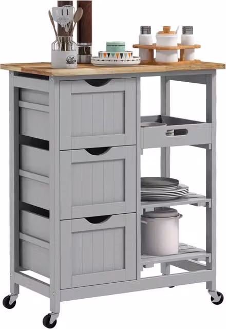 Carrello da cucina Minimal con 3 cassetti e piano rimovibile Grigio L/P/H: 67 x 37 x 85.5 cm