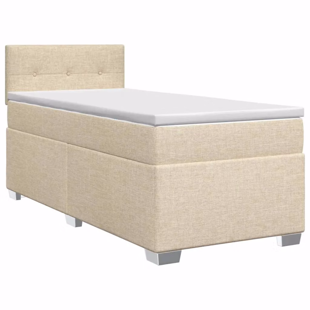 Letto box spring con materasso ibrido vidaXL in tessuto beige e bianco L/P: 100 x 200 cm – 2