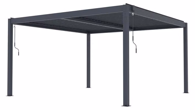 Pergola bioclimatica G21 Austin Premium 4x4 m, in alluminio antracite