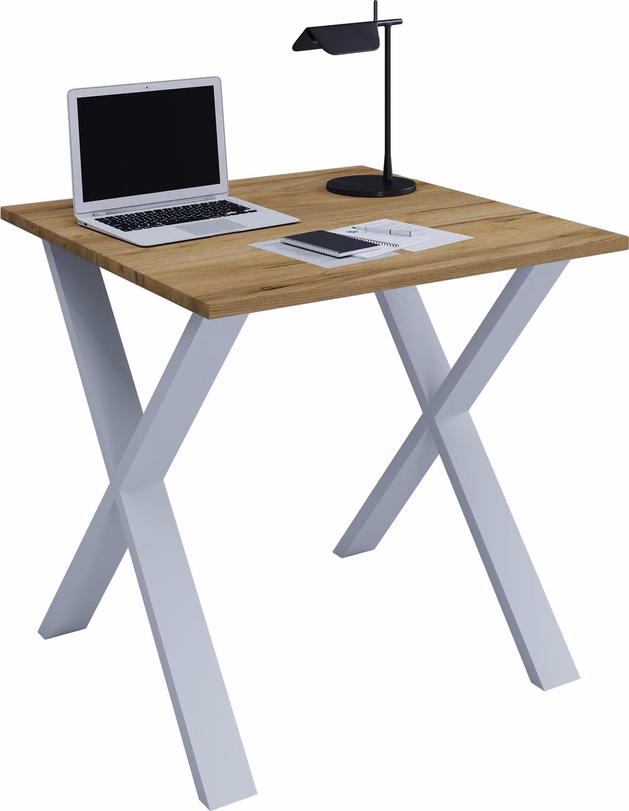 Scrivania in legno | H. 76 x W. 80 x T. 80 cm | Tavolo per computer semplice | piedini in metallo di alta qualità | Tavolo da lavoro | Mobili da ufficio - Lona X